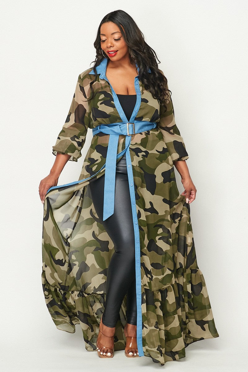 Plus Chiffon Maxi Jacket Dress