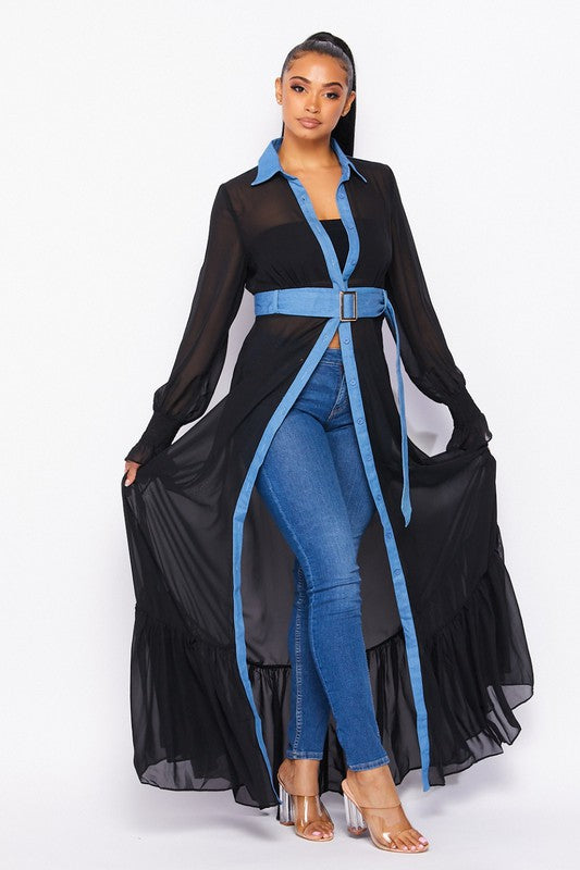 Plus Chiffon Maxi Jacket Dress