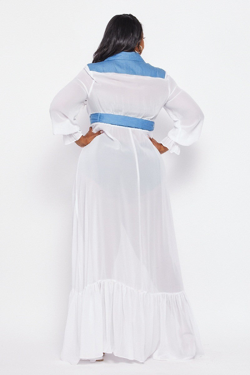Plus Chiffon Maxi Jacket Dress