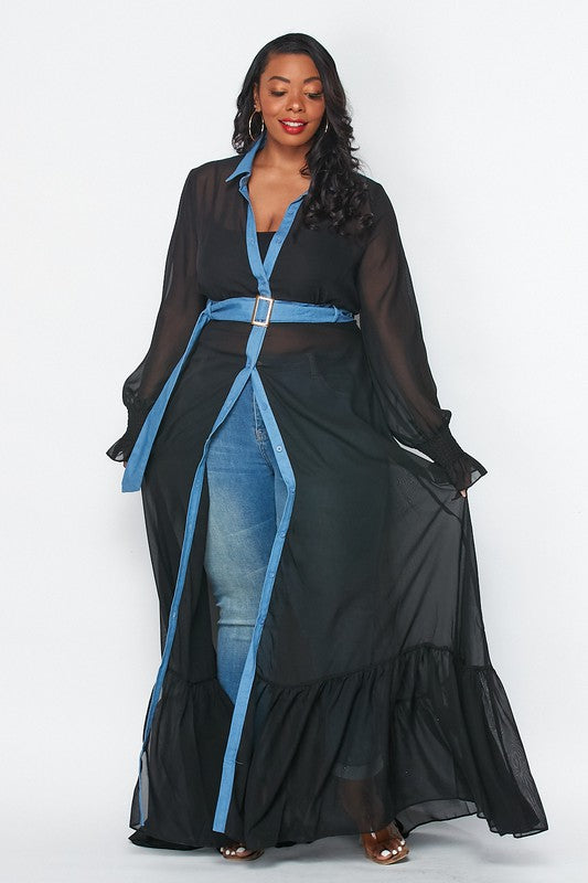 Plus Chiffon Maxi Jacket Dress