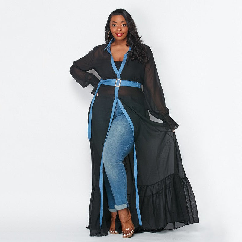 Plus Chiffon Maxi Jacket Dress