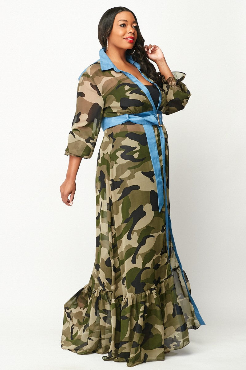 Plus Chiffon Maxi Jacket Dress