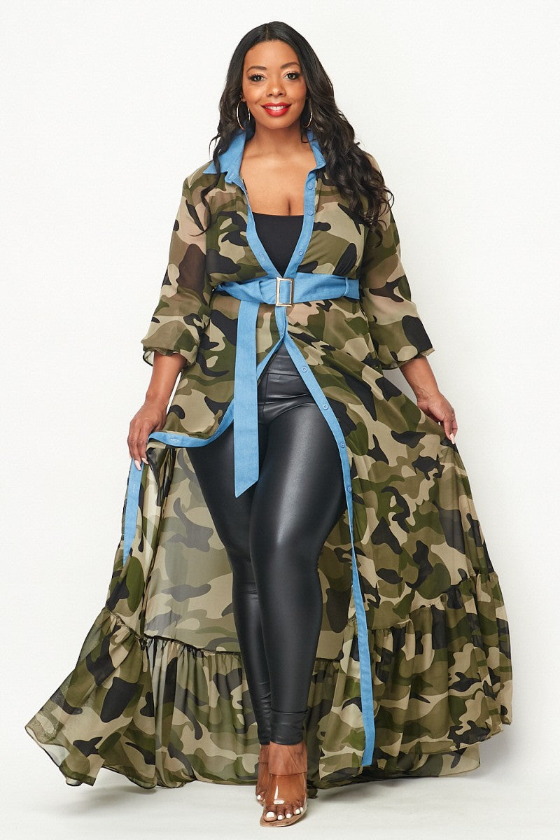 Plus Chiffon Maxi Jacket Dress
