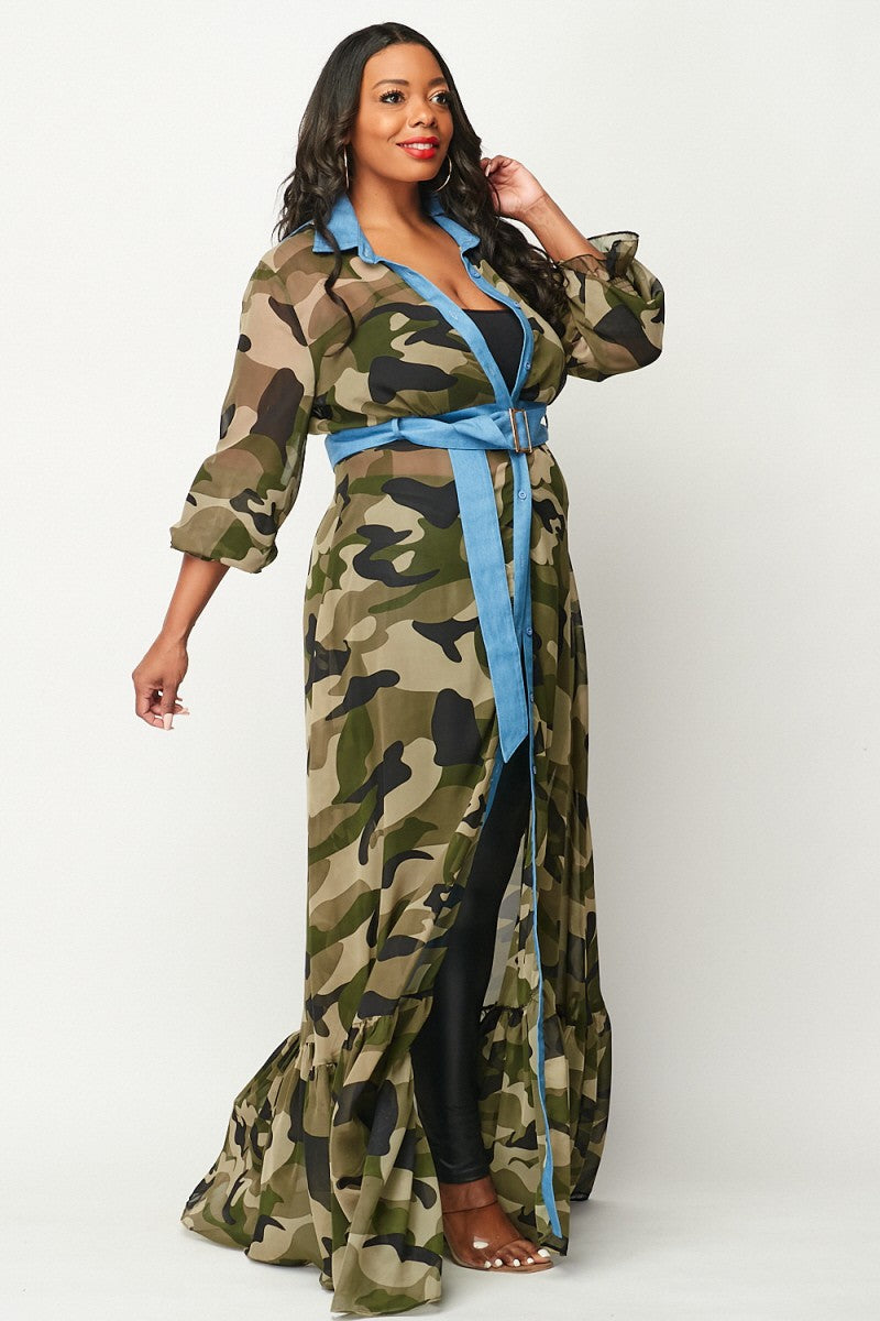 Plus Chiffon Maxi Jacket Dress
