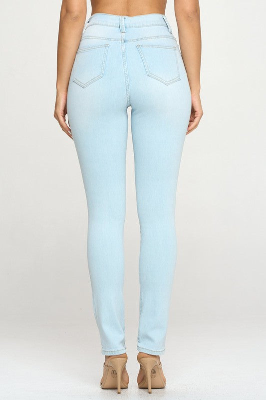 High Waist Straight Cut Slim Jeans