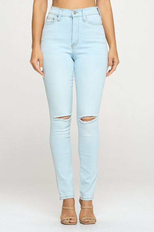 High Waist Straight Cut Slim Jeans