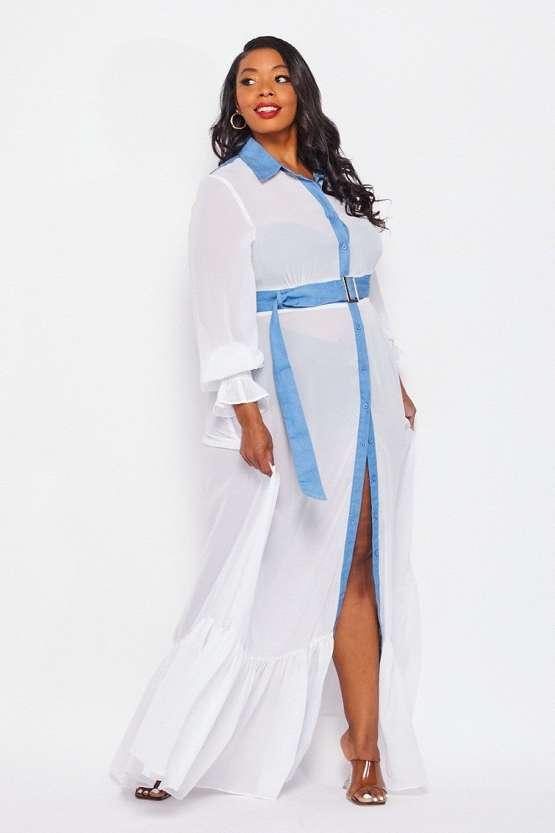 Plus Chiffon Maxi Jacket Dress