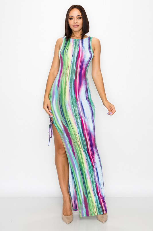 Muti-color maxi sleeveless dress