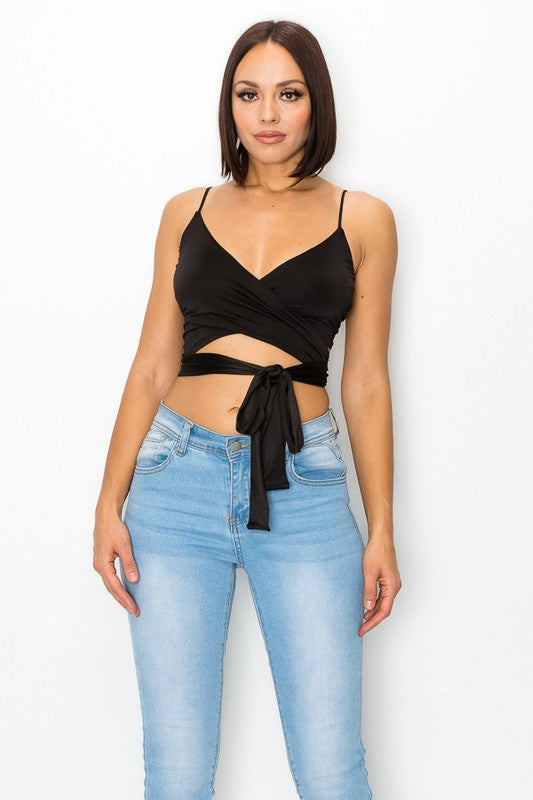 Gold Twisted Criss Cross Wrap top