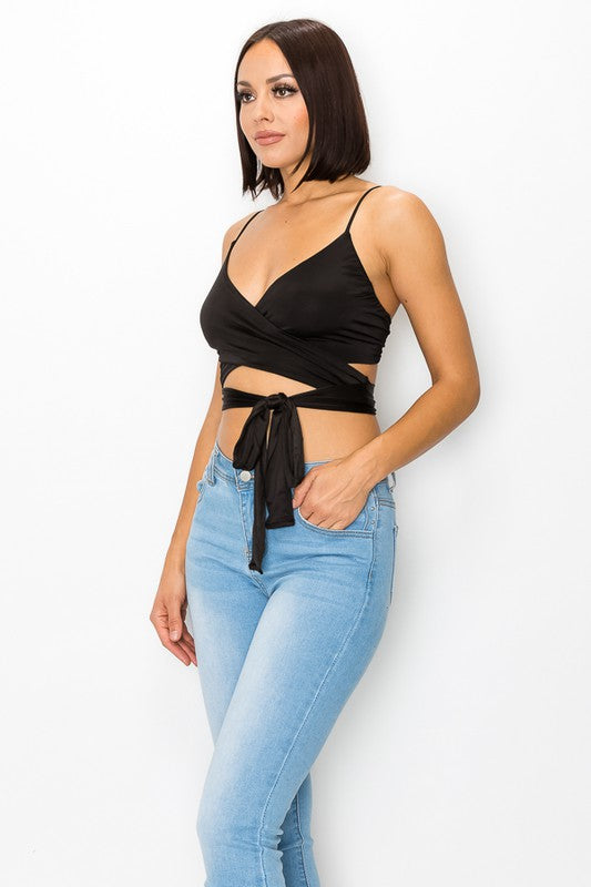 Gold Twisted Criss Cross Wrap top