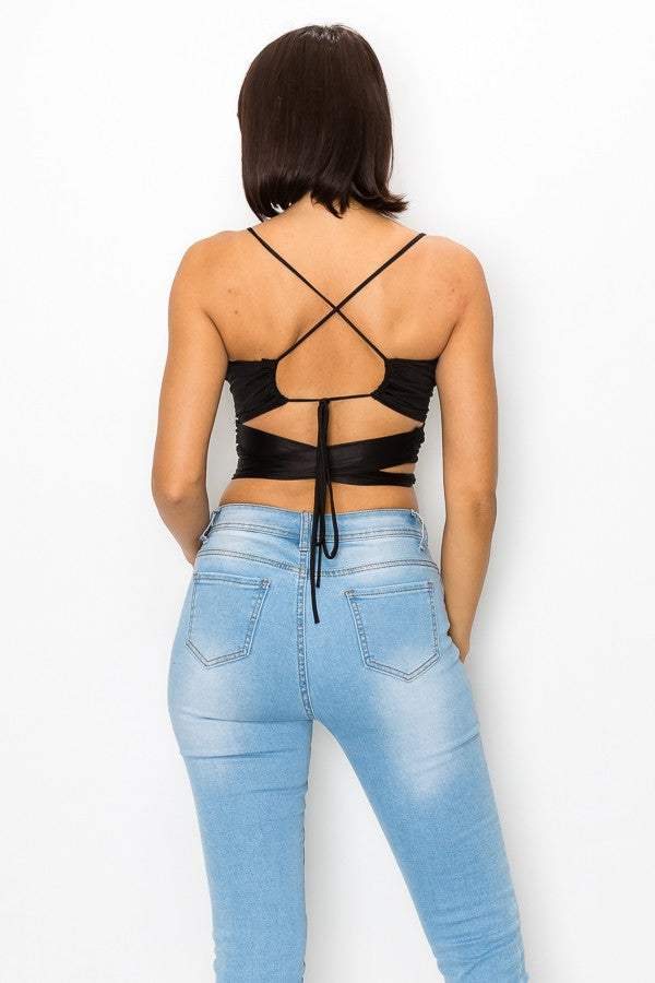 Gold Twisted Criss Cross Wrap top