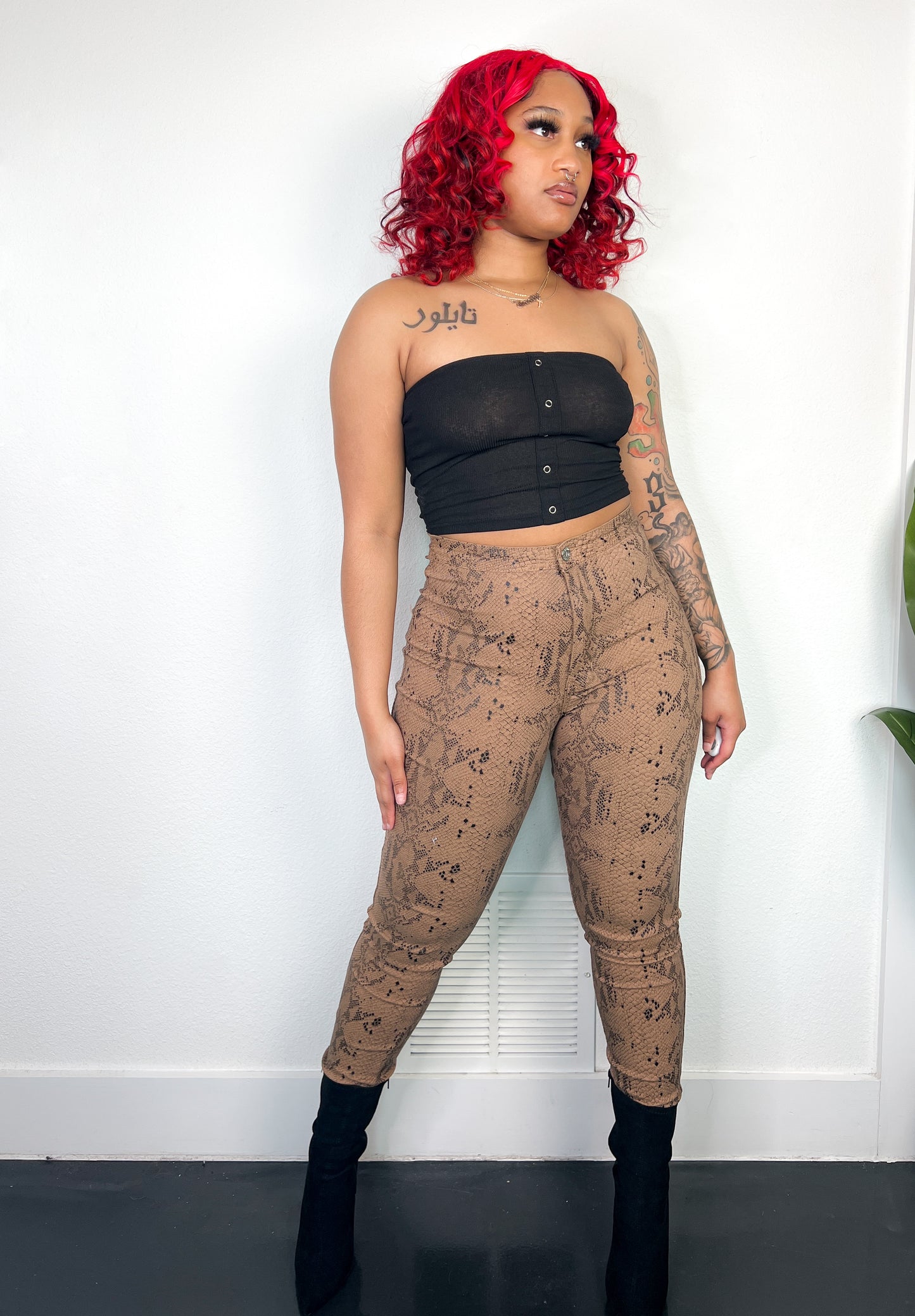 high waist super stretch animal print skinny