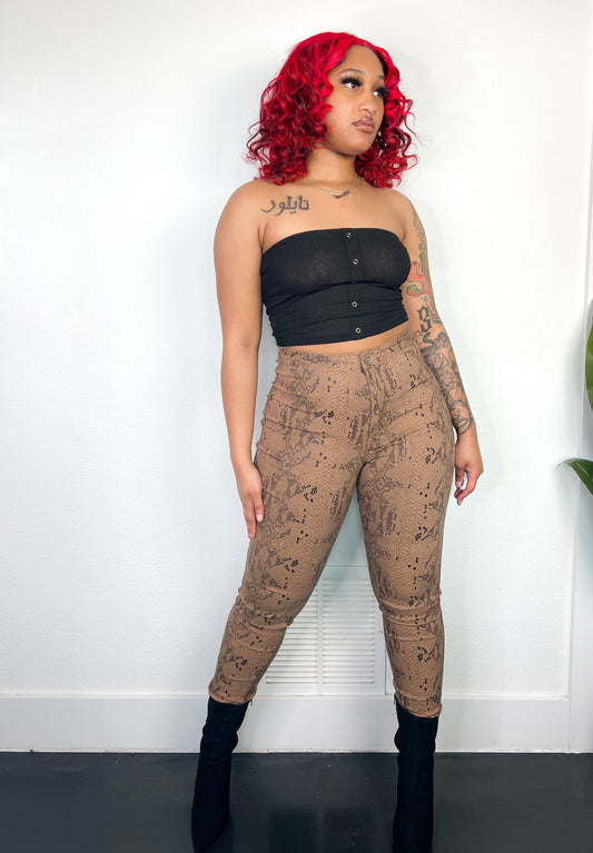 high waist super stretch animal print skinny