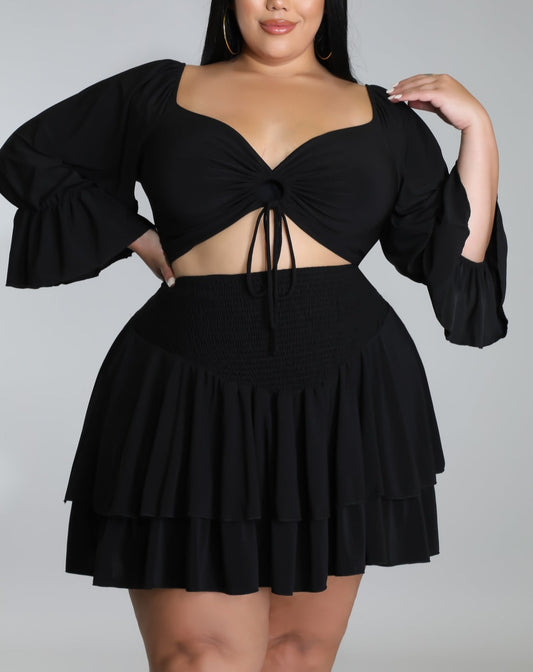 Black High Waist Skirt Set
