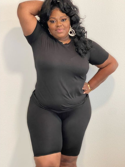 Plus Size Biker Short Set