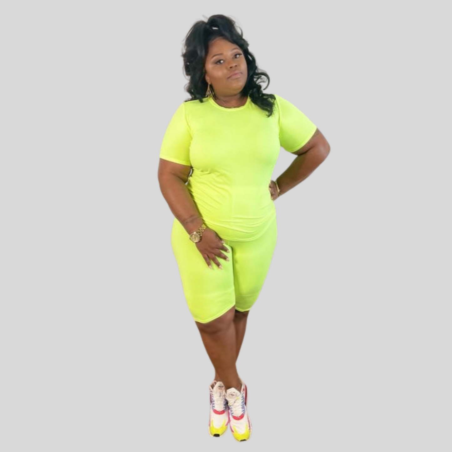 Plus Size Biker Short Set