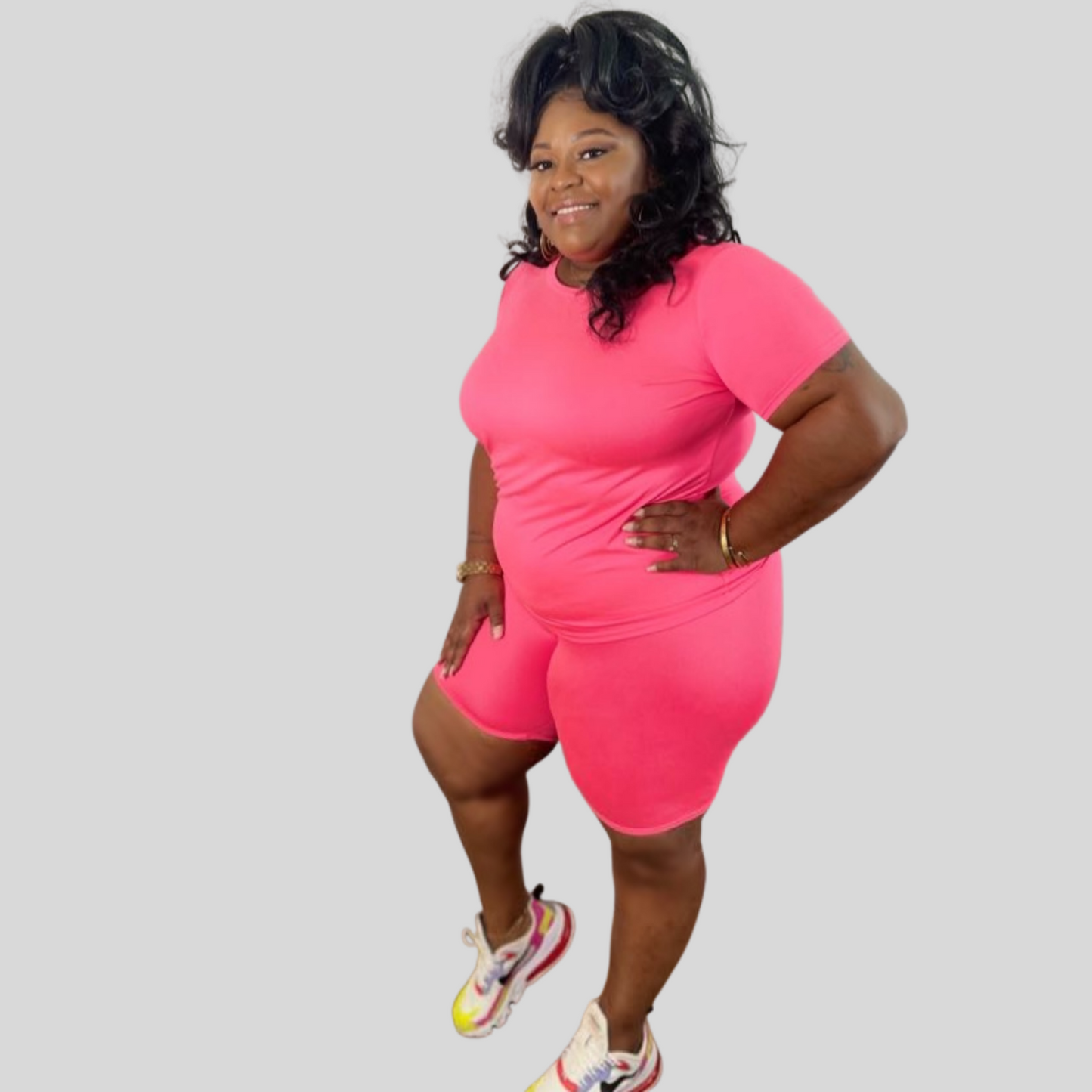 Plus Size Biker Short Set