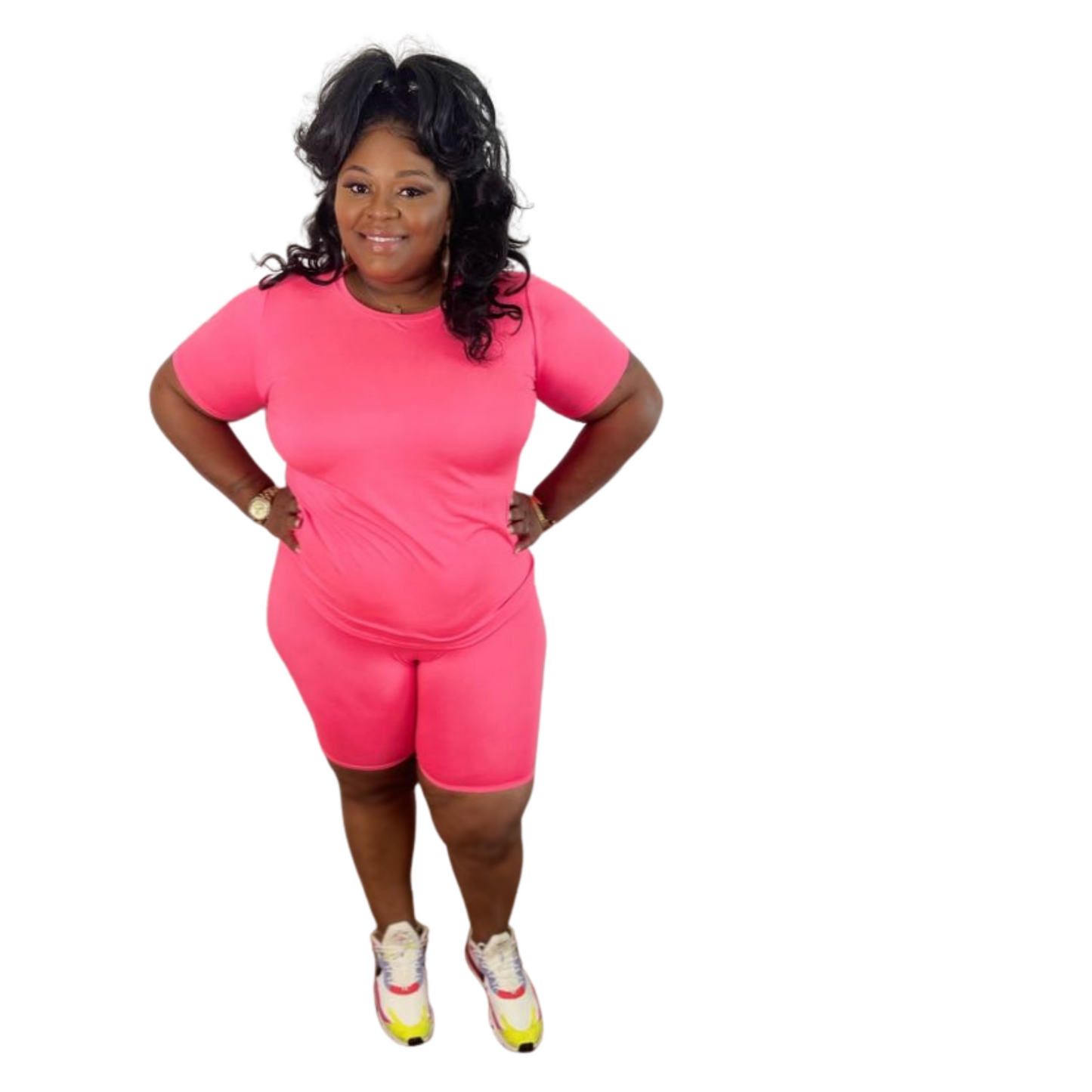 Plus Size Biker Short Set