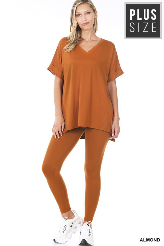 PLUS BRUSHED DTY MICROFIBER LOUNGEWEAR SET