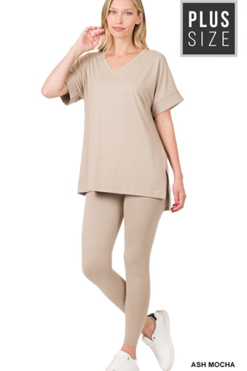 PLUS BRUSHED DTY MICROFIBER LOUNGEWEAR SET